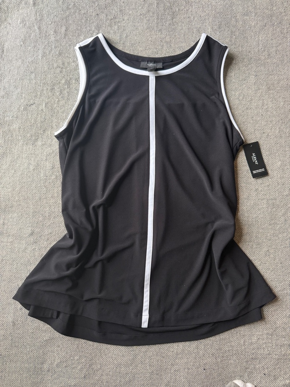 Alfani Black Tank with White Trim Accent